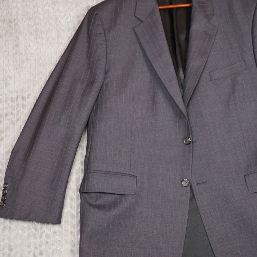 Lauren Ralph Lauren Blazer Mens 46L Gray Pinstripe Sport Coat Wool Blend